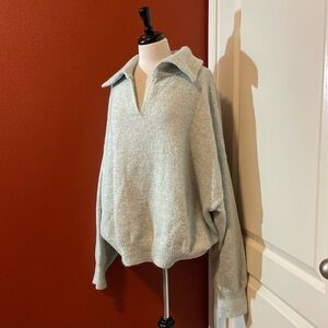 Nap Women’s Chunky Knit Slouchy Oversized Bat Wing‎ Collared Lounge Sweater